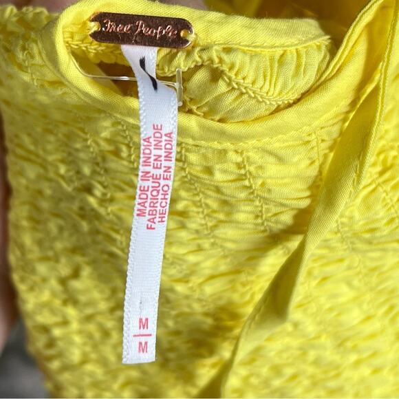 NEW Size Medium Free People Free-Est Iyla Smocked Mini Dress in Blazing Yellow - Picture 9 of 9